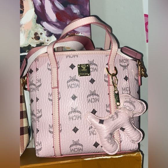 MCM Handbags - MCM Light Pink Satchel with Gold Accents